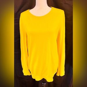 Talbots Yellow Sweater with fluted sleeves; Size Large